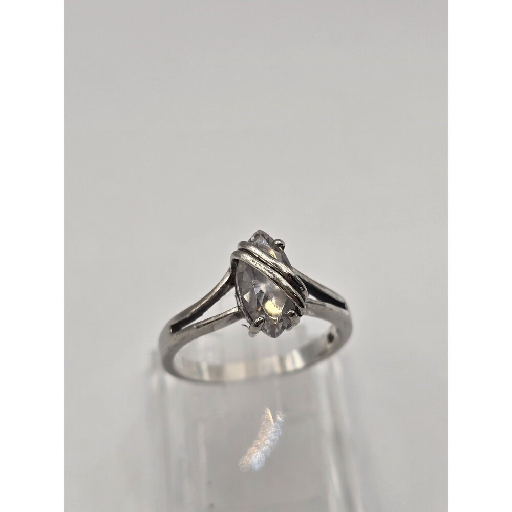 Vintage Sterling Silver White Crystal band Ring size 8.5